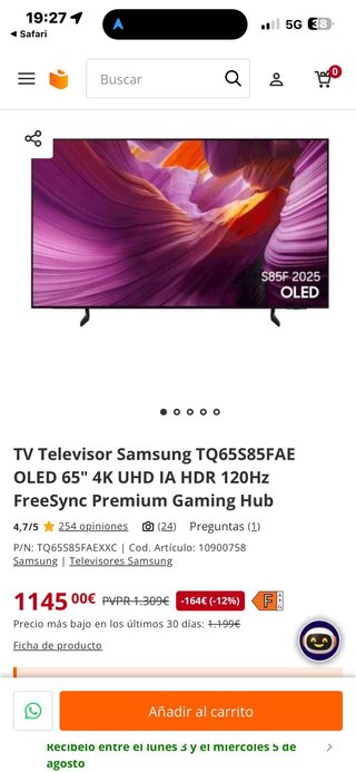 TV Samsung OLED 65 TQ65S85FAEXXC 4K
