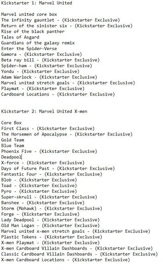Lote Marvel United Kickstarter S1+S2+S3
