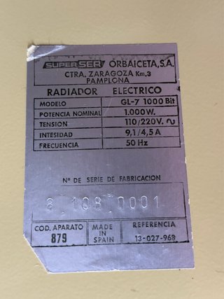 RADIADOR VINTAGE AÑOS 70-80. COLECCIONISTAS