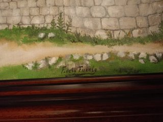 Cuadro de castillo de piedra y madera