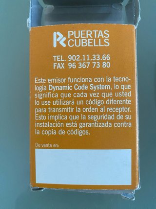 Mando Puertas Cubells Telematic DCS