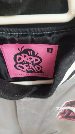 Chaqueta Drop Dead Talla S Gris/Blanca
