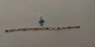 Conjunto Oro 18k: Pulsera + Colgante Turquesa