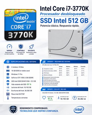 PC Gaming i7-3770K 16GB GTX 1050 SSD 512GB