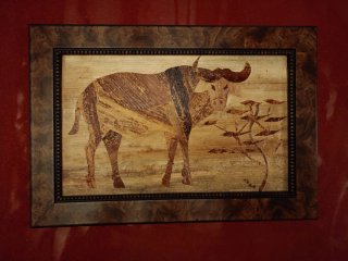 Cuadro de madera búfalo africano