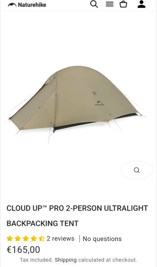 Tienda de campaña Naturehike Cloud Up 2 Pro 20D