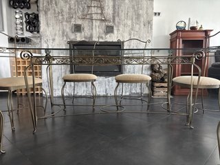 Mesa Forja Cristal + 6 Sillas