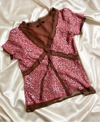 Top Tintoretto Seda Rosa Lentejuelas