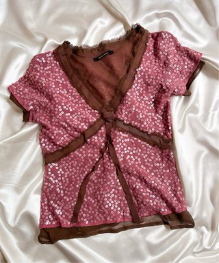 Top Tintoretto Seda Rosa Lentejuelas