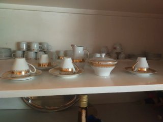 Juego de café antiguo porcelana oro