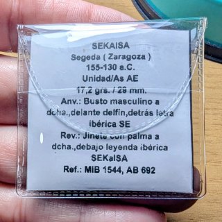 Moneda íbera Sekaisa 155-130 a.C.