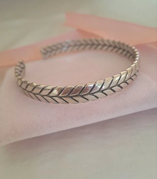 Pulsera Rígida Plata Diseño Hoja