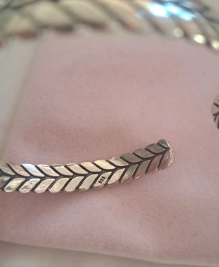 Pulsera Rígida Plata Diseño Hoja