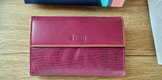 Cartera Menta Piel Auténtica Rosa Morado