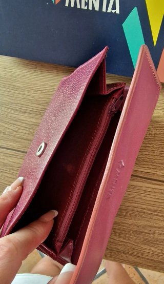 Cartera Menta Piel Auténtica Rosa Morado