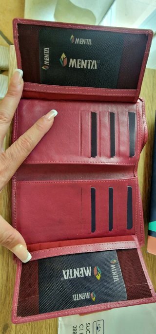 Cartera Menta Piel Auténtica Rosa Morado