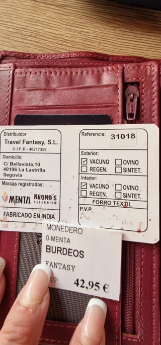 Cartera Menta Piel Auténtica Rosa Morado