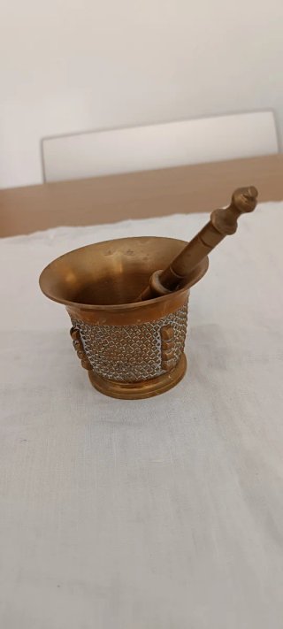 Juego de 2 morteros decorativos de bronce