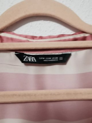 Camisa Zara Rayas Satén Rosa y Blanca