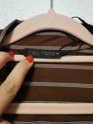 Camisa Zara Rayas Marrón y Blanco