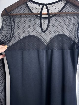 Vestido negro fiesta manga larga