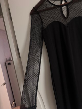 Vestido negro fiesta manga larga