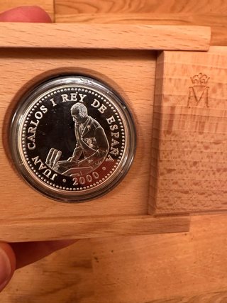 Moneda Plata 2000 Pesetas XXV Aniversario Rey Juan