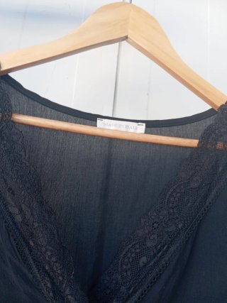 Blusa Verano Mujer Negra Encaje Talla Única