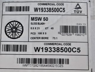 Llantas MSW 50 by OZ 8.5x21 ET45 Gloss Black