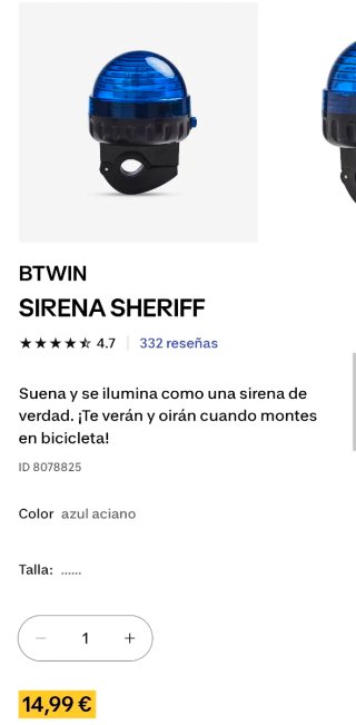 Sirena con luz y sonido para bici infantil
