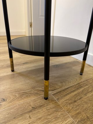 Mesa auxiliar redonda cristal negro