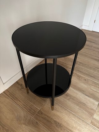 Mesa auxiliar redonda cristal negro