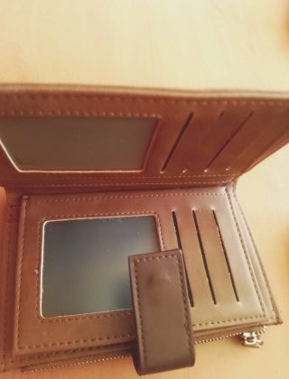Cartera monedero mujer beige y marrón