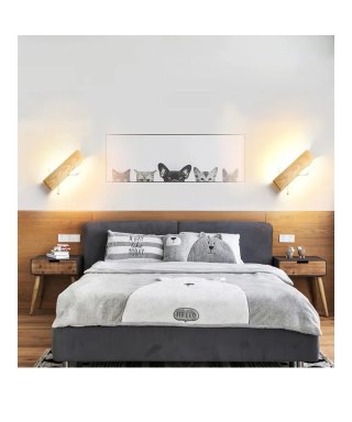 Aplique LED Giratorio Madera y Blanco