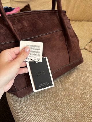Bolso Zara piel marrón nuevo