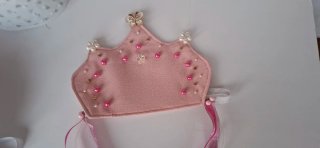 Diadema Corona Princesa Rosa Perlas