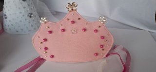 Diadema Corona Princesa Rosa Perlas