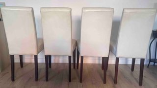 Conjunto 4 Sillas Polipiel Beige y Madera