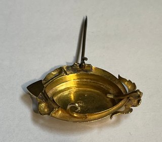 ANTIGUO BROCHE VICTORIANO ORO 18 K ESMALTE PERLAS
