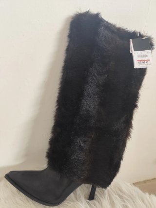 Botas Bershka Piel Tacón Negro