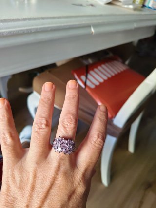 Anillo piedras rosas plata nuevo