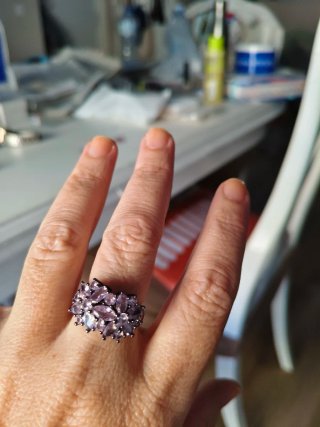 Anillo piedras rosas plata nuevo