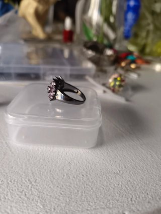 Anillo piedras rosas plata nuevo