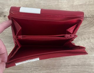 Cartera Adolfo Domínguez Piel Roja y Blanca