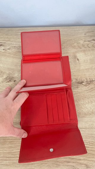 Cartera Adolfo Domínguez Piel Roja y Blanca