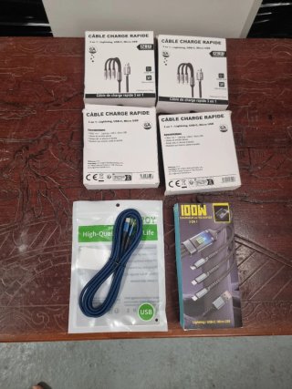6 Cables Carga Rápida 3 en 1