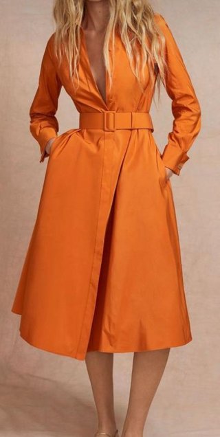 Vestido Camisero Carolina Herrera Naranja