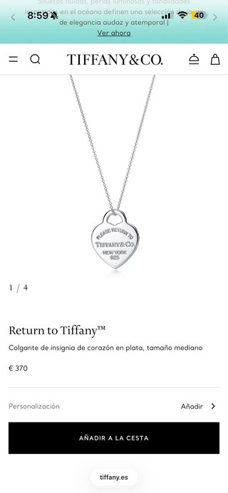Collar Tiffany & Co. Corazón Plata