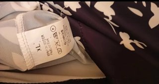 Blusón mujer QUIROS blanco y azul marino estampado