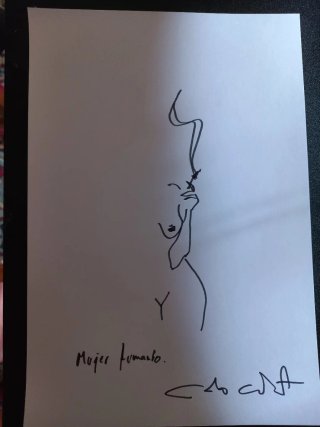 Dibujo a rotulador mujer fumando